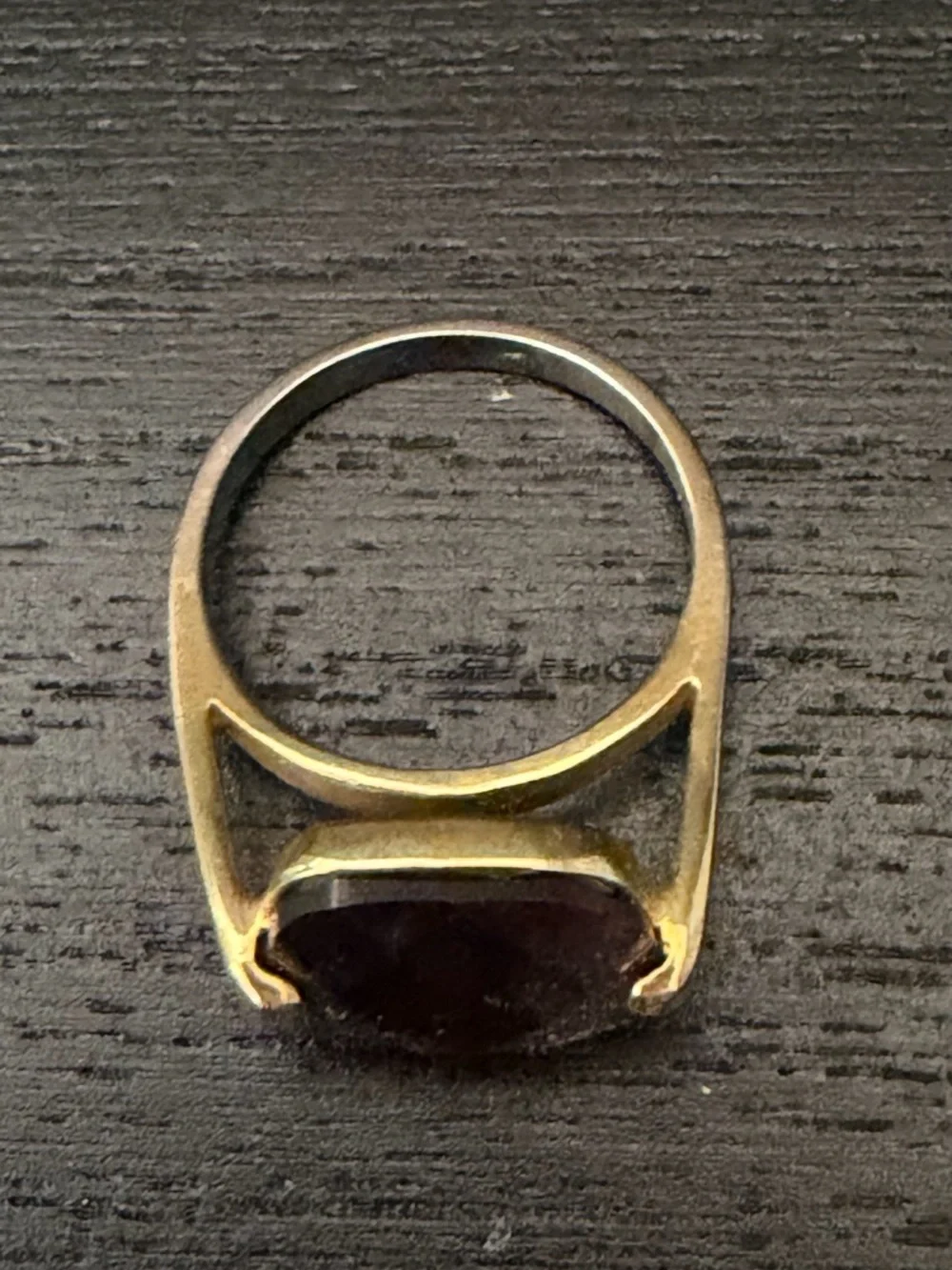 Gold and silver tone Ring with Smoky Brown Gemstone fashion - Picture 3 of 4